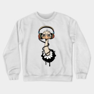 An ostrich with headphones Crewneck Sweatshirt